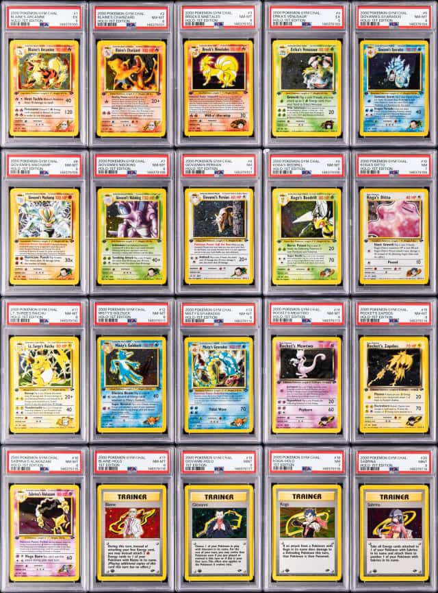 2000 Pokemon Gym Challenge 1st Edition Complete Set (132) - Featuring 20 PSA-Graded Cards, Including Holo Blaine's Charizard, Erika's Venusaur, Rocket's Mewtwo Cards
