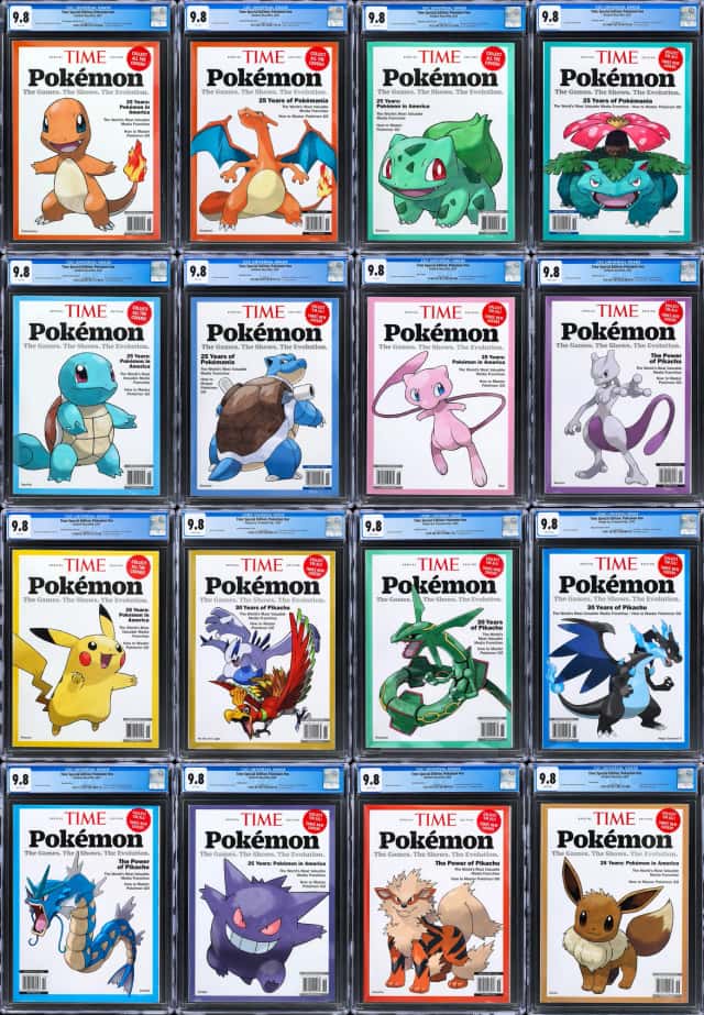 First Known/Publicly Offered 2024-26 TIME Pokemon 9.8-Graded Complete Set of All 16 Variants! - Top Pop Newsstand CGC 9.8 Across the Board - 25th Anniversary Commemorative w/Pikachu, Charizard