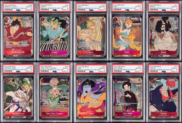 2024 One Piece English Version 1st Anniversary PSA GEM MT 10 Sequentially Graded Complete Set (10 Cards) - Featuring Monkey D. Luffy, Usopp, Nami