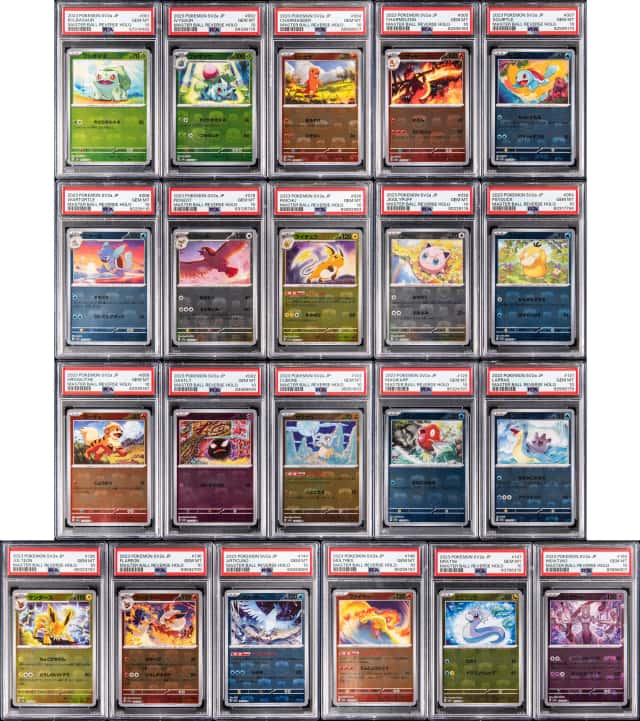 2023 Pokemon Japanese Scarlet & Violet 151 Master Ball Reverse Holo PSA GEM MT 10 Collection (113 Different) - Featuring Mewtwo, Charmander, Squirtle
