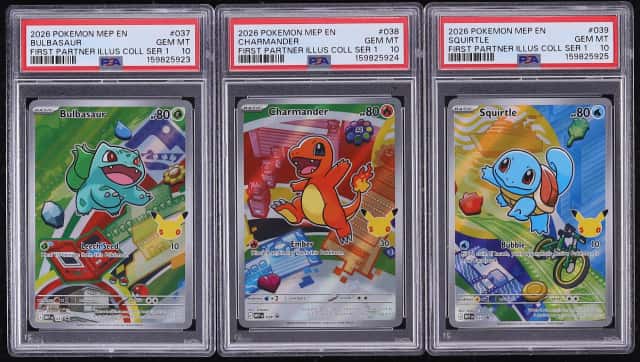 Lot(3) 2026 Pokemon Mega Promo First Partner Full Art Bulbasaur Charmander Squirtle PSA 10 ALL