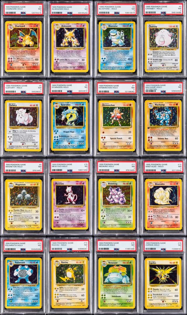 1999 Pokemon Base Set PSA NM 7 Holo Card Collection (16 Different) - Featuring Charizard, Blastoise, Venusaur Cards