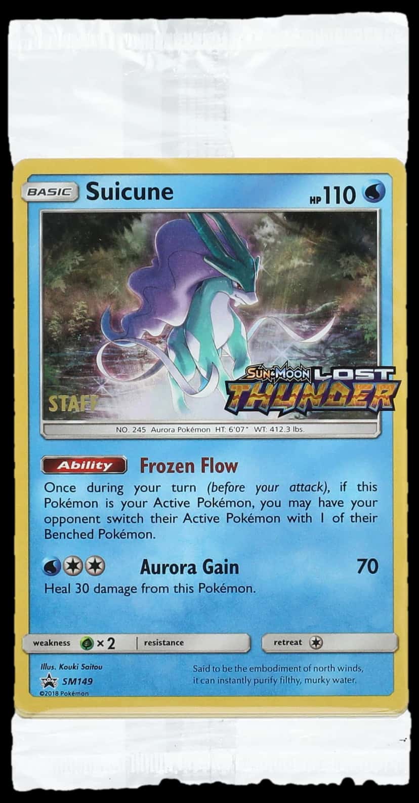 Lost Thunder Suicune Staff Promo Sm149 sealed promo card