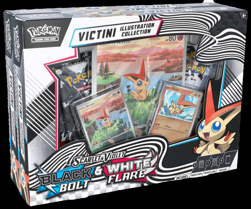 Black Bolt & White Flare Victini Illustration Collection collection box