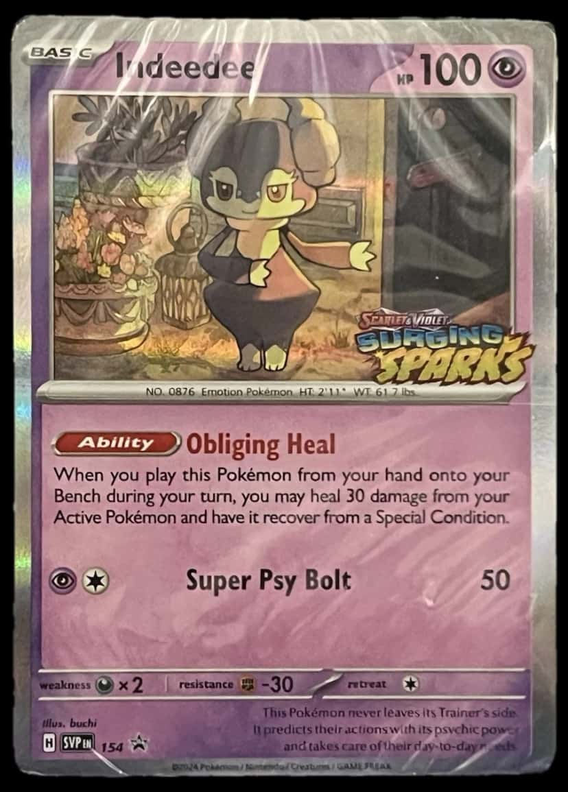 Surging Sparks Indeedee Svp 154 Promo sealed promo card