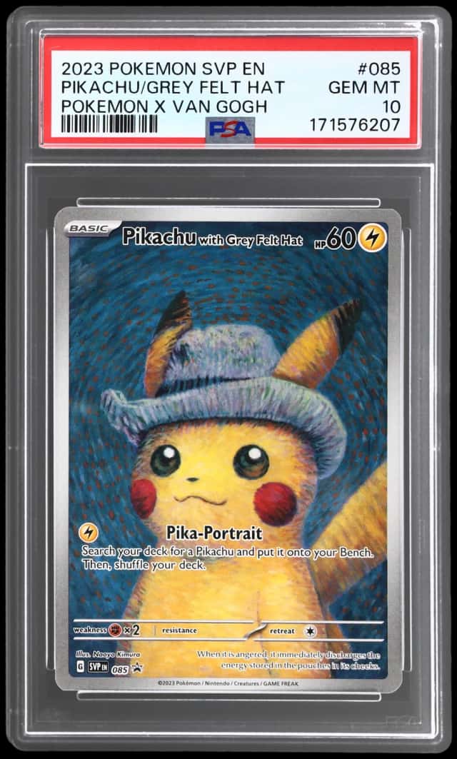 2023 Pokemon Scarlet and Violet Black Star Promo Pokemon X Van Gogh Pikachu With Grey Felt Hat #085