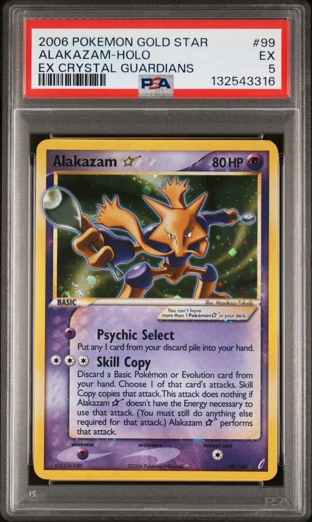 2006 Pokemon Ex Crystal Guardians Holo Alakazam Gold Star #99