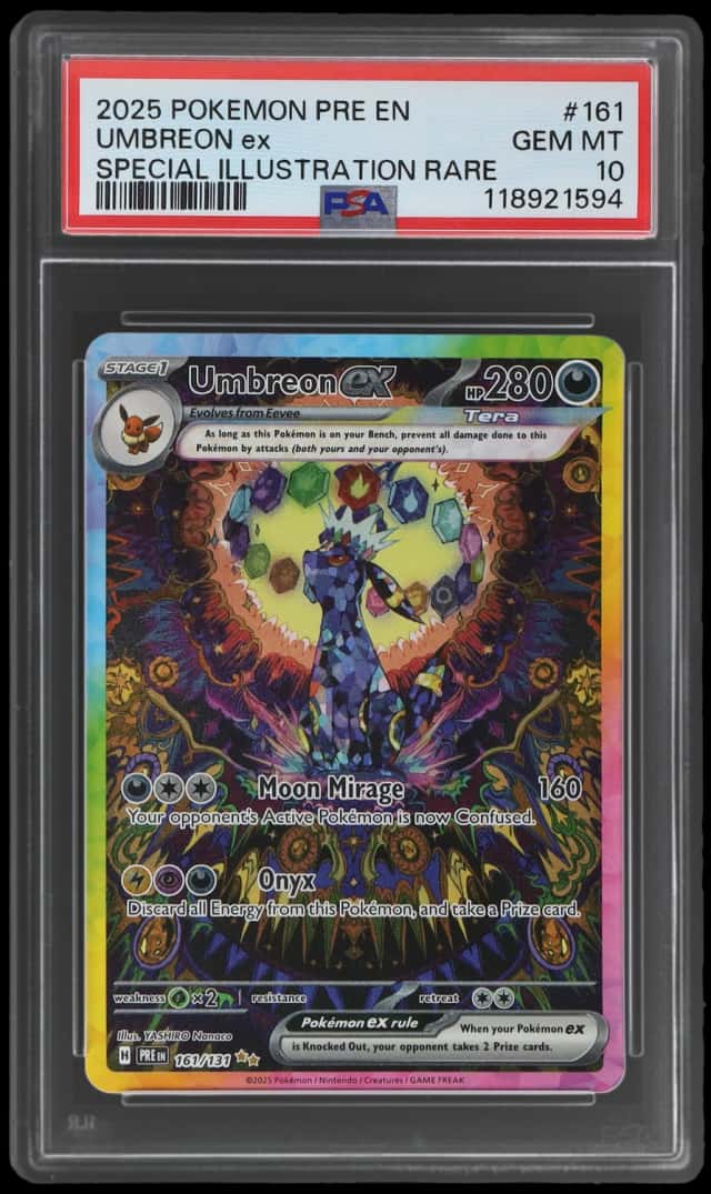 2025 Pokemon Scarlet and Violet Prismatic Evolutions Special Illustration Rare Umbreon Ex #161
