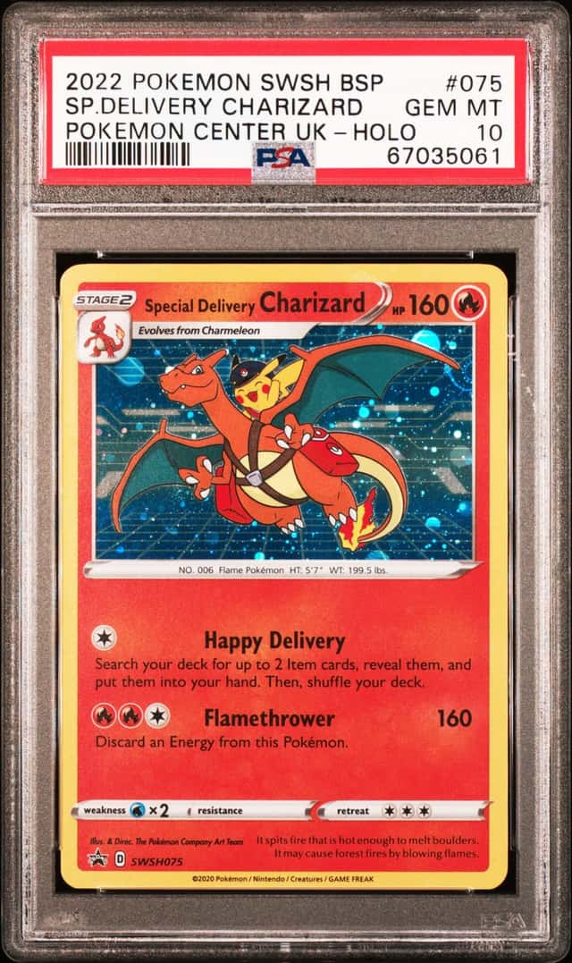 2022 Pokemon Sword and Shield Black Star Promo Pokemon Center United Kingdom Holo Special Delivery Charizard #075