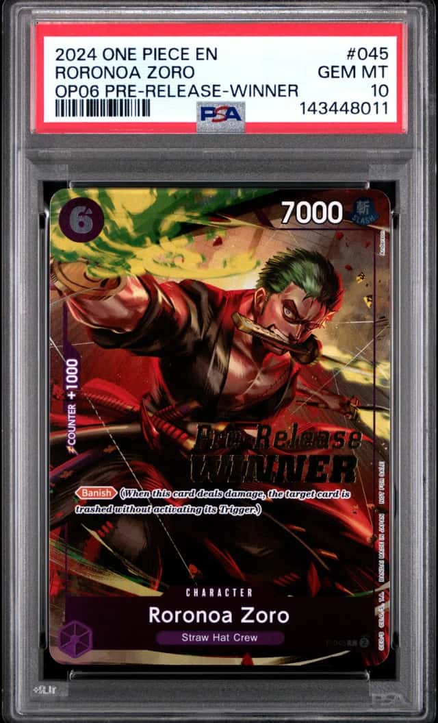 2024 One Piece Promo Wings of the Captain Prerelease Winner Roronoa Zoro #P045