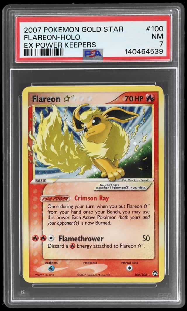 2007 Pokemon Ex Power Keepers Holo Flareon Gold Star #100