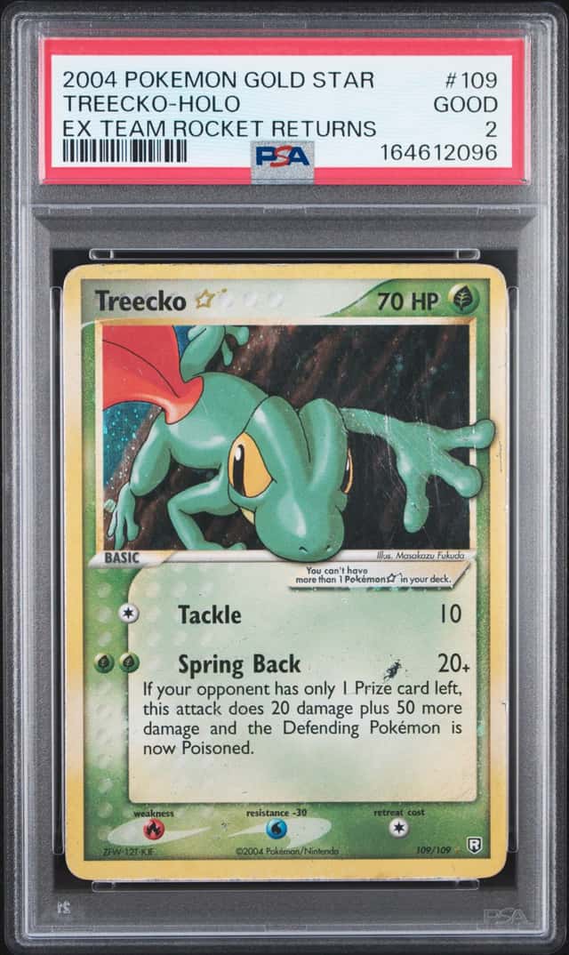 2004 Pokemon Gold Star Ex Team Rocket Returns #109 Treecko Holo PSA 2 GD