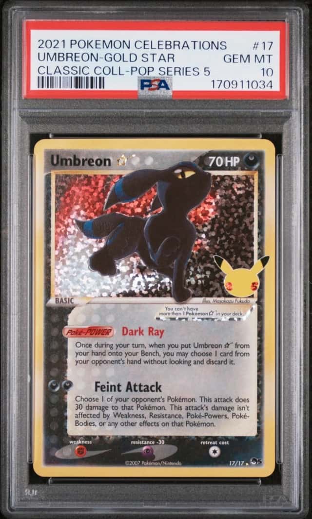 2021 POKEMON CELEBRATIONS CLASSIC COLLECTION #17 UMBREON-GOLD STAR PSA 10