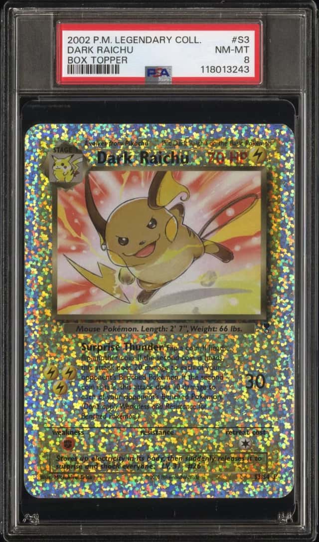 2002 Pokemon Legendary Collection Box Topper Dark Raichu #S3