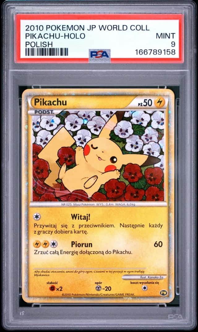 2010 POKEMON JAPANESE WORLD COLLECTION POLISH PIKACHU-HOLO PSA 9
