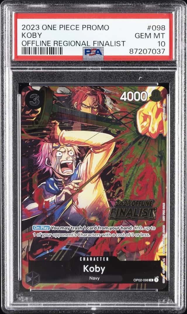 2023 ONE PIECE PROMOS OFFLINE REGIONAL FINALIST #098 KOBY PSA 10
