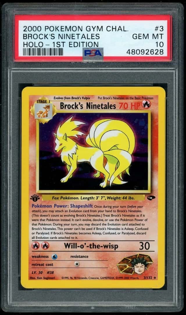 2000 POKEMON BROCK'S NINETALES HOLO-1ST EDITION GYM CHALLENGE #3 PSA 10