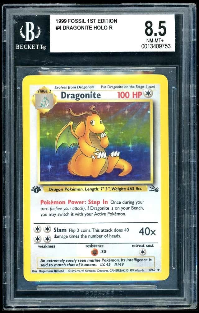  Pokemon Dragonite 1999 Fossil 1st Edition HOLO BGS 8.5