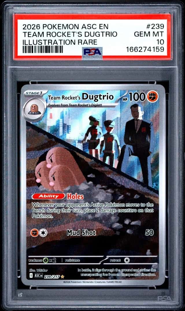 2026 POKEMON ASCENDED HEROES #239 TEAM ROCKET'S DUGTRIO ILLUSTRATION RARE PSA 10