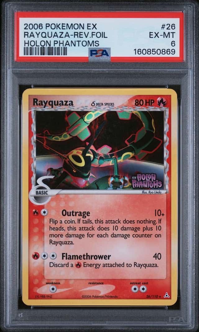 2006 Pokemon Ex Holon Phantoms #26 Rayquaza Reverse Holo Foil PSA 6 EX-MT