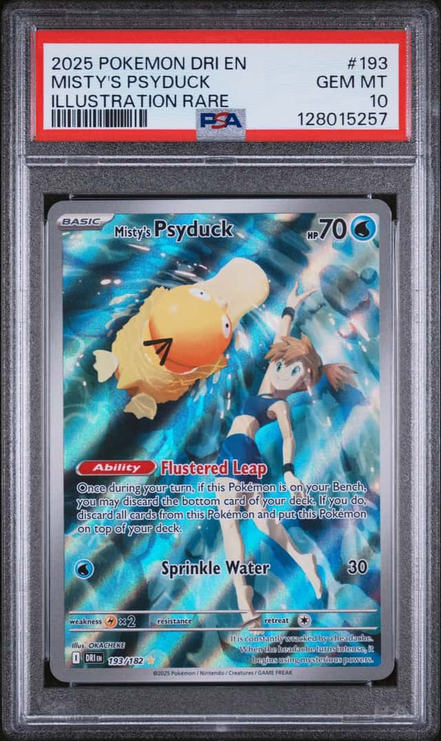 POKEMON MISTY'S PSYDUCK 2025 DESTINED RIVALS #193 ILLUSTRATION RARE PSA 10