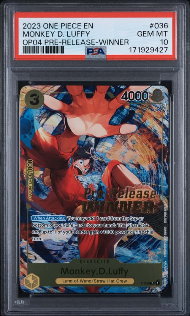 2023 One Piece Kingdoms of Intrigue Prerelease Winner Monkey D. Luffy #P-036
