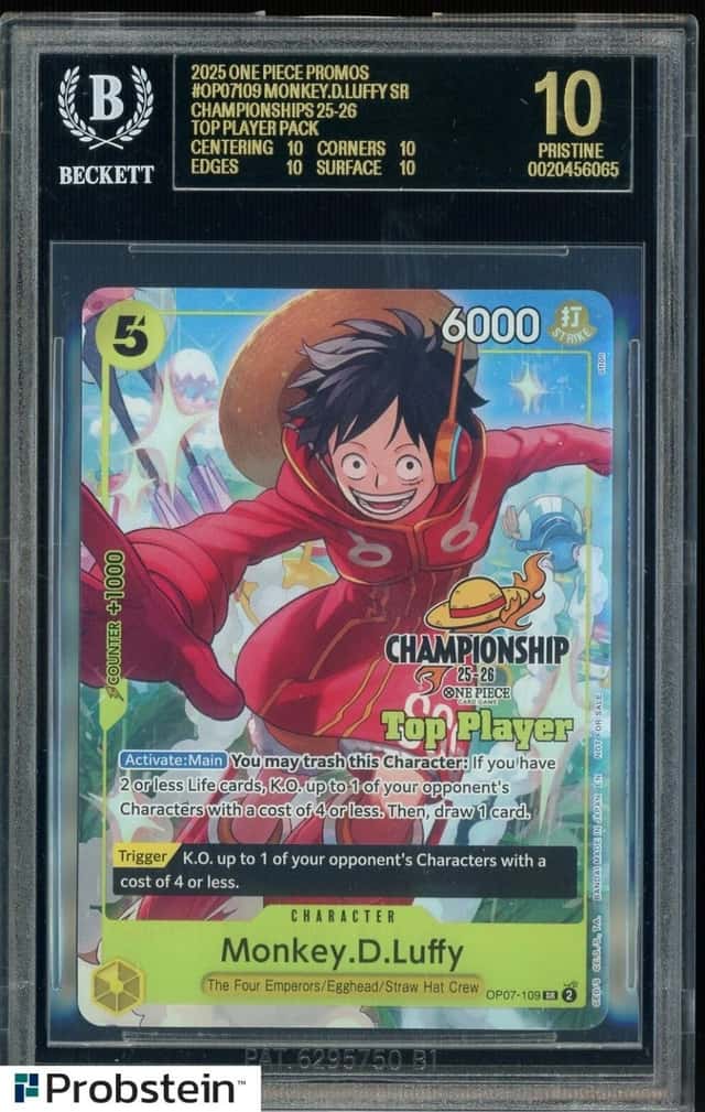 2025 One Piece Promos Monkey D. Luffy Championship Top Player BGS 10 BLACK LABEL