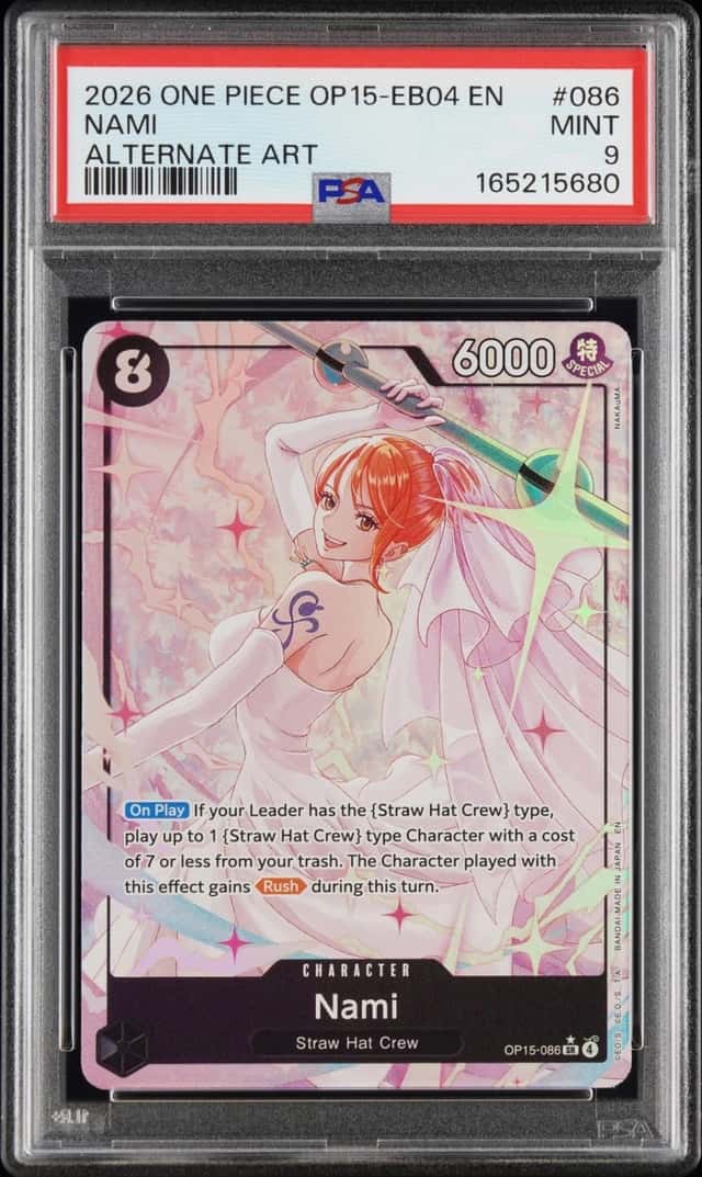 2026 ONE PIECE OP15-EB04-ADVENTURE ON KAMI'S ISLAND ALTERNATE ART NAMI PSA 9