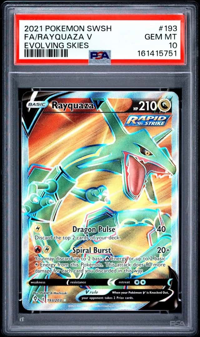 2021 POKEMON SWORD & SHIELD EVOLVING SKIES #193 FULL ART/RAYQUAZA V PSA 10