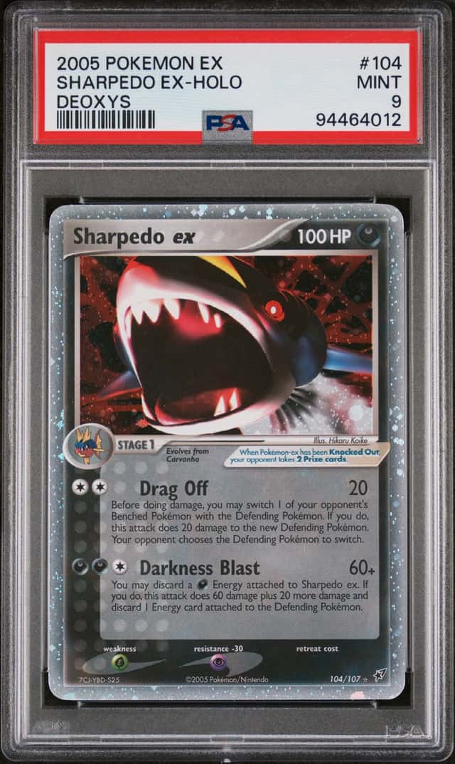 2005 POKEMON EX SHARPEDO EX-HOLO DEOXYS #104 PSA 9