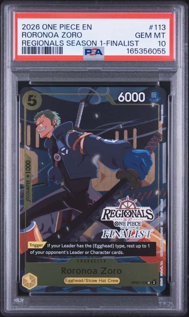 2026 ONE PIECE REGIONALS PACK 2026 SEASON 1 FINALIST #113 RORONOA ZORO PSA 10
