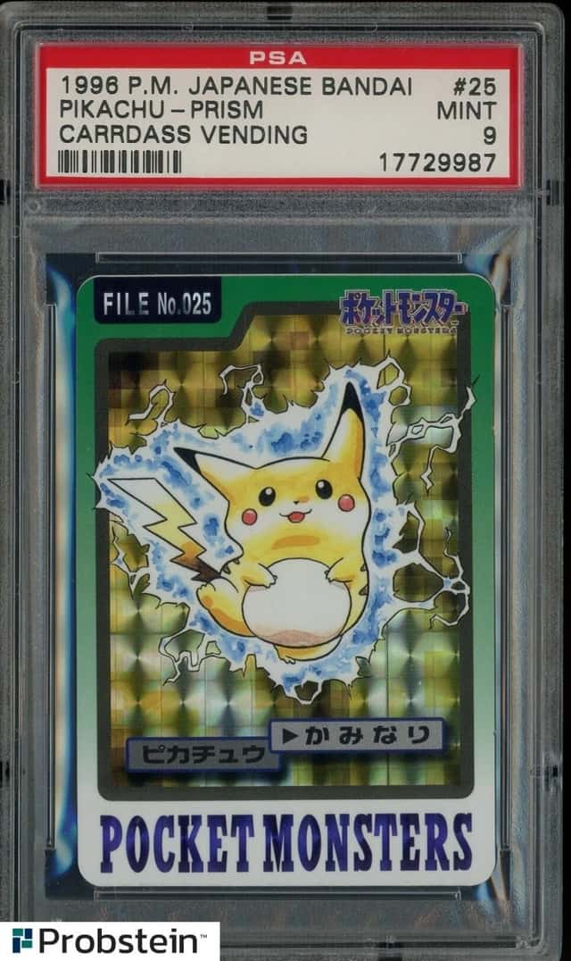 1996 Pokemon Japanese Bandai Carddass Vending #25 Pikachu Prism PSA 9 MINT