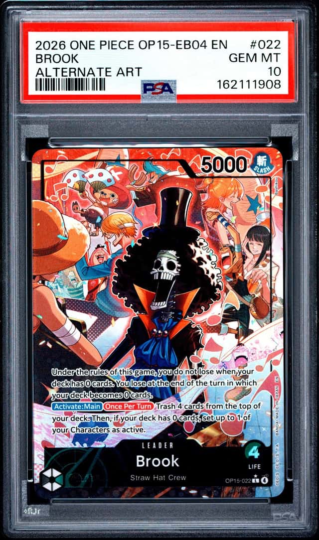 One Piece CCG Brook Leader Alt Art Holo PSA 10 Gem Mint TCG