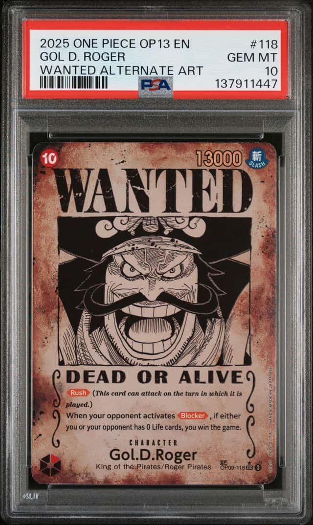 PSA 10 One Piece CCG Gol D. Roger Wanted Poster OP09-118 EN Foil SR