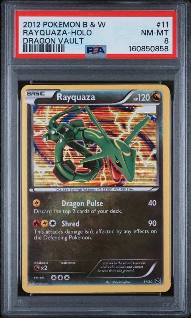 2012 Pokemon B & W Dragon Vault #11 Rayquaza Holo PSA 8 NM-MT