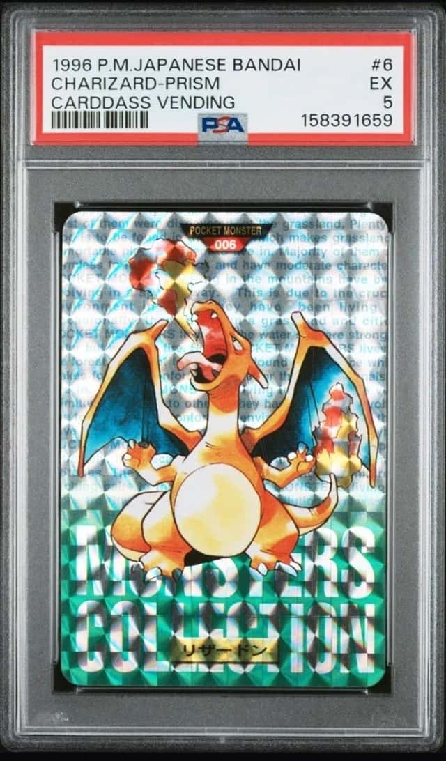 1996 POKEMON JAPANESE BANDAI CARDDASS VENDING #6 CHARIZARD PRISM PSA 5