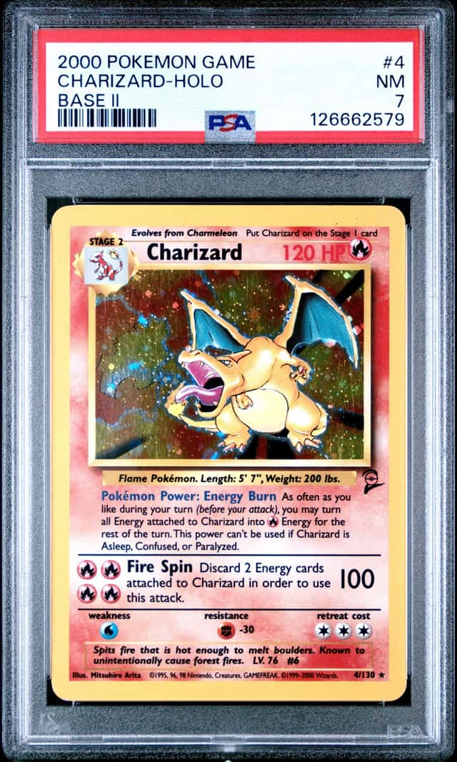 2000 POKEMON BASE SET 2 #4 CHARIZARD-HOLO PSA 7