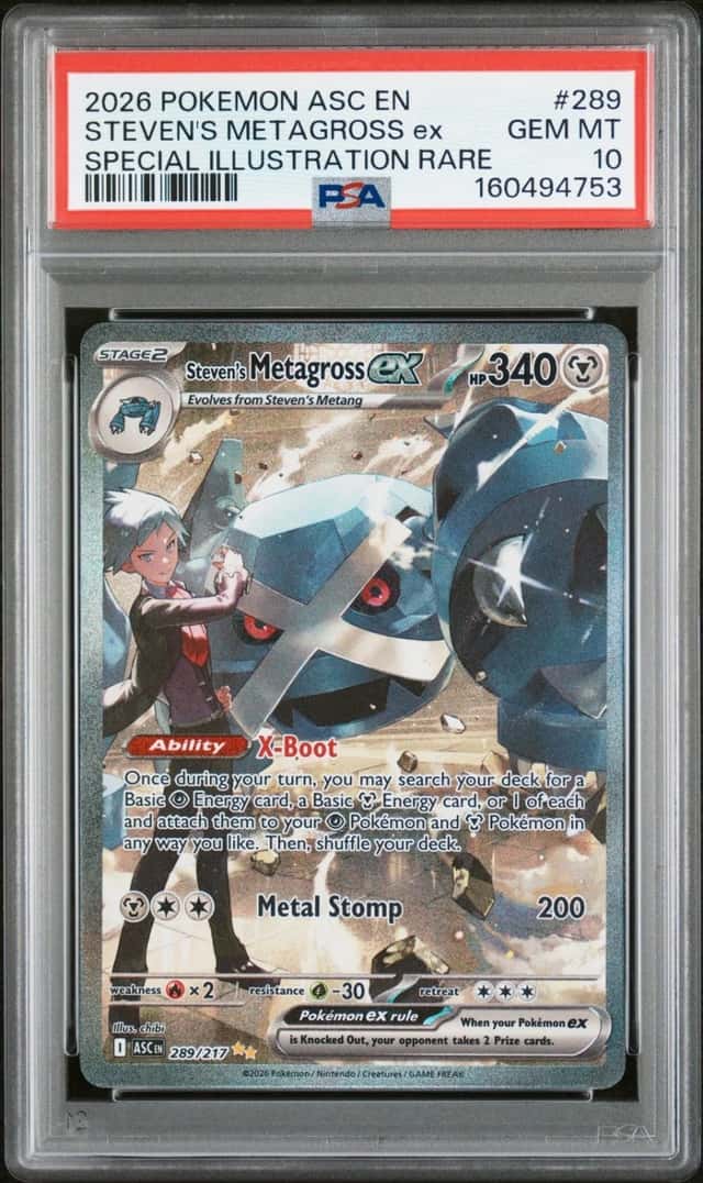 2026 POKEMON ASCENDED HEROES ILLUSTRATION RARE #289 STEVEN'S METAGROSS EX PSA 10