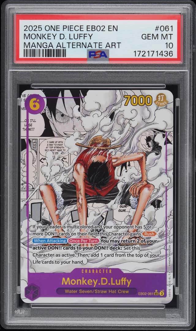 2025 ONE PIECE EB02-ANIME 25TH COLLECTION MANGA ALT ART MONKEY D. LUFFY PSA 10