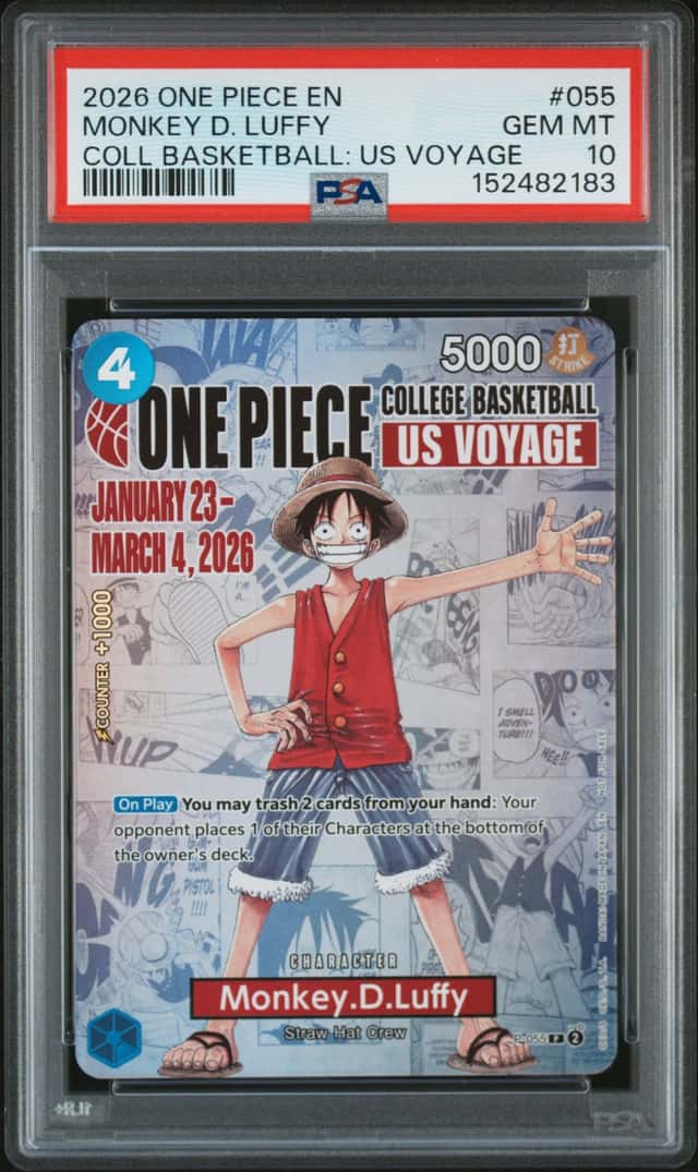 2026 ONE PIECE PROMOS COLLEGE BASKETBALL: US VOYAGE #055 MONKEY D. LUFFY PSA 10