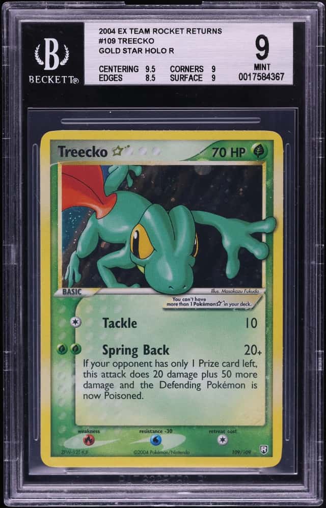 2004 Pokemon EX Team Rocket Returns Holo Treecko Gold Star #109 BGS 9 MINT