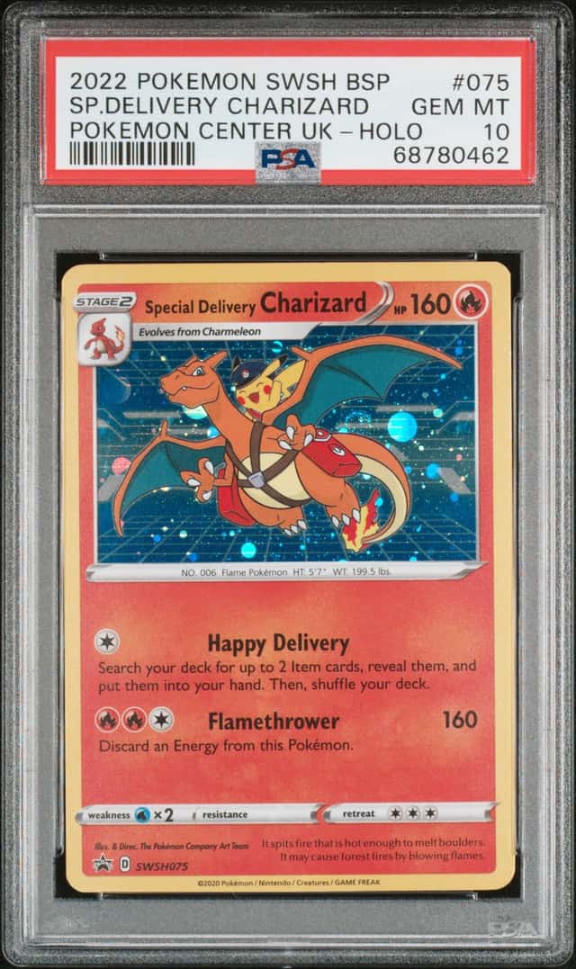 2022 Pokemon Sword & Shield Promo Center UK Holo Special Delivery Charizard #SWSH075 PSA 10 GEM