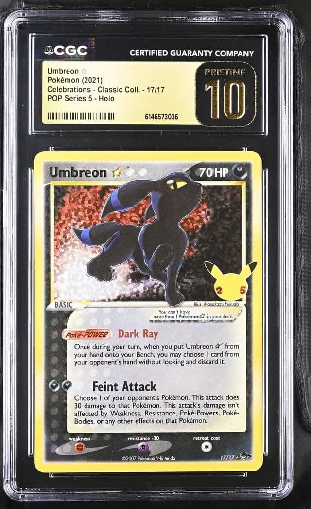 CGC 10 PRISTINE - UMBREON GOLD STAR - 17/17 POP SERIES 5 HOLO POKEMON