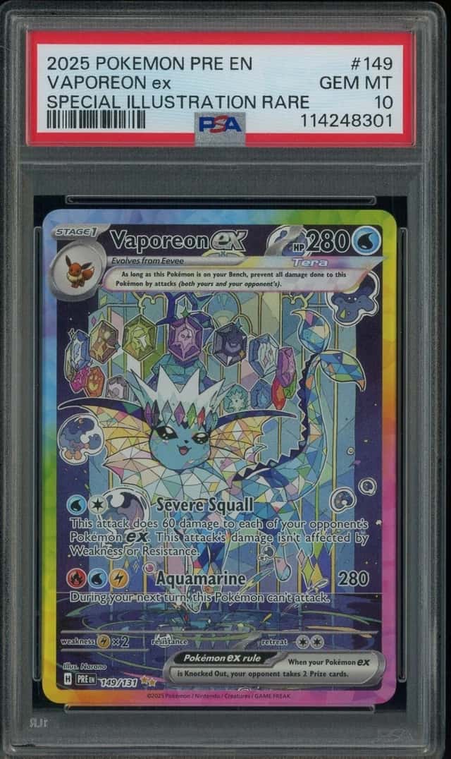 2025 Pokemon PRE EN #149 Vaporeon ex Special Illustration Rare PSA 10 GEM MT