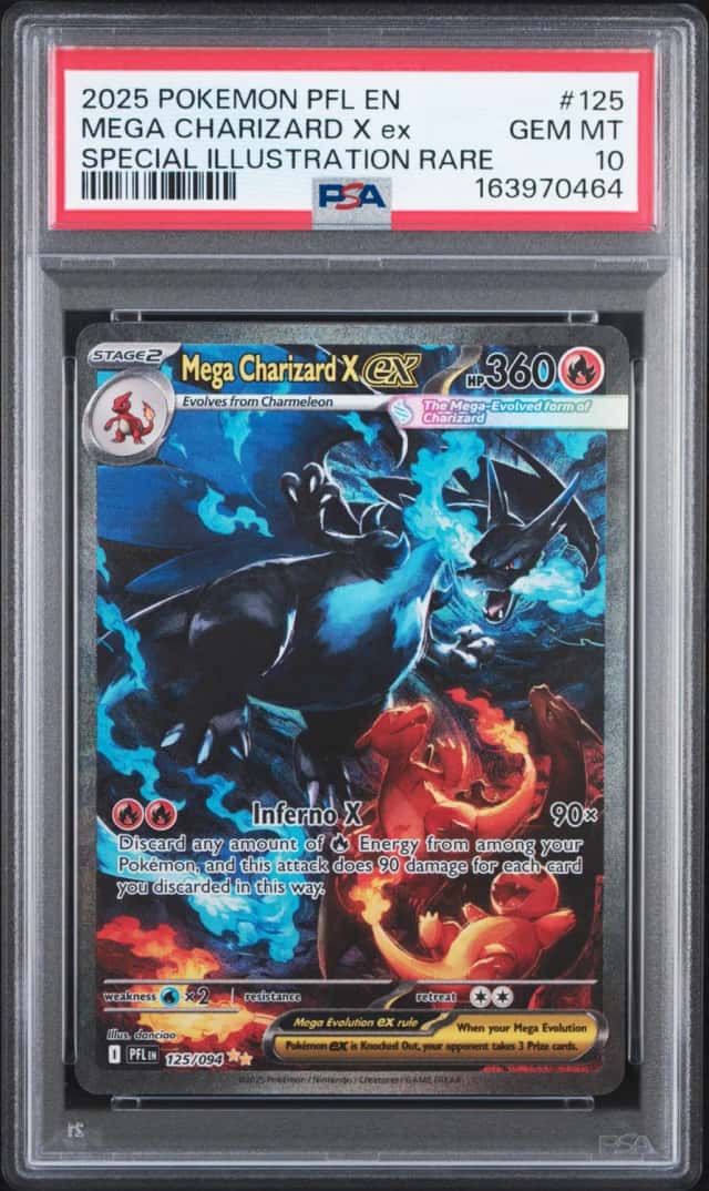 2025 POKEMON PFL EN-PHANTASMAL FLAMES #125 MEGA CHARIZARD X EX PSA 10 GEM MINT 2