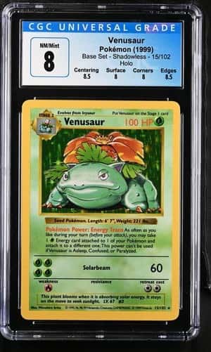 1999 Pokemon Base Set Shadowless #15/102 Venusaur Holo CGC 8