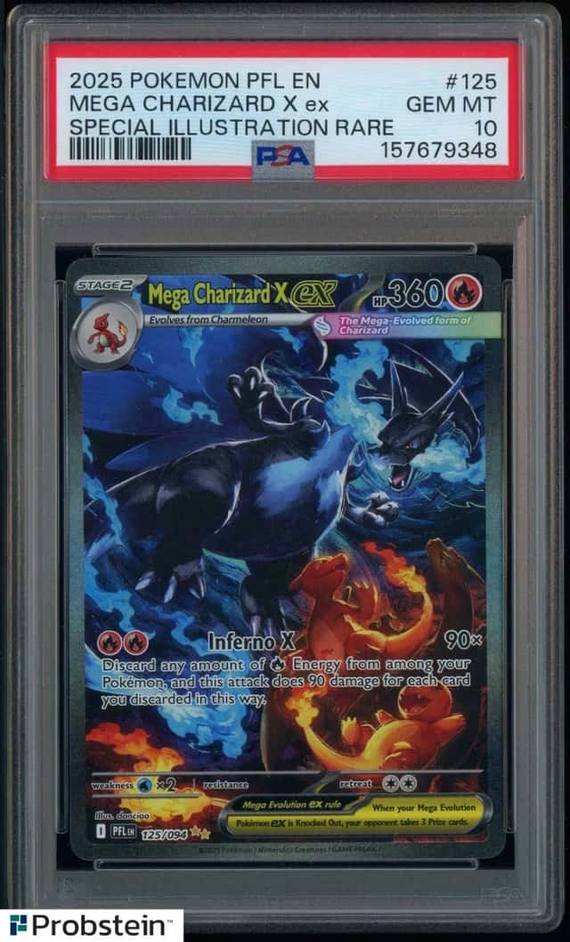 2025 Pokemon PFL En #125 Mega Charizard X Ex Special Illustration Rare PSA 10