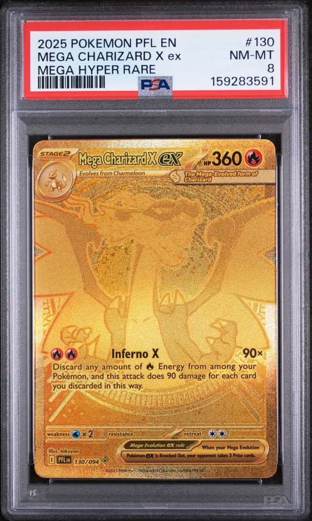 2025 Pokemon Phantasmal Flames Mega Charizard X ex Hyper Rare #130/094 PSA 8
