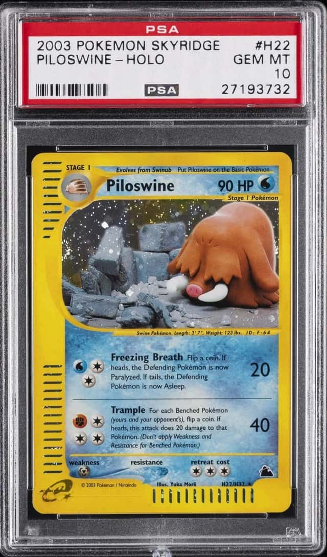 2003 POKEMON SKYRIDGE #H22 PILOSWINE-HOLO PSA 10