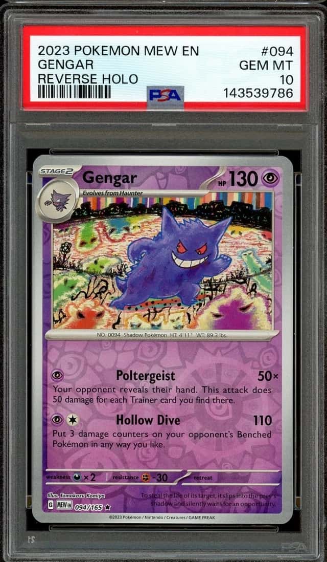 Pokemon TCG Scarlet & Violet 151 MEW EN #094 Gengar Reverse Holo Rare PSA 10